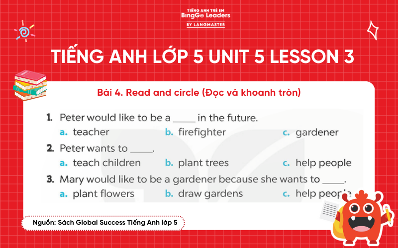 Bài tập tiếng Anh lớp 5 Unit 5 Lesson 3