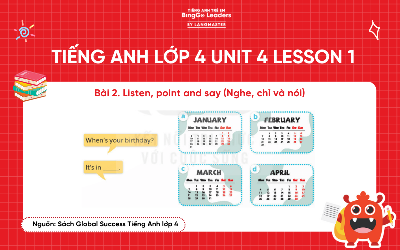 Bài tập tiếng Anh lớp 4 Unit 4 Lesson 1 sách Global Success