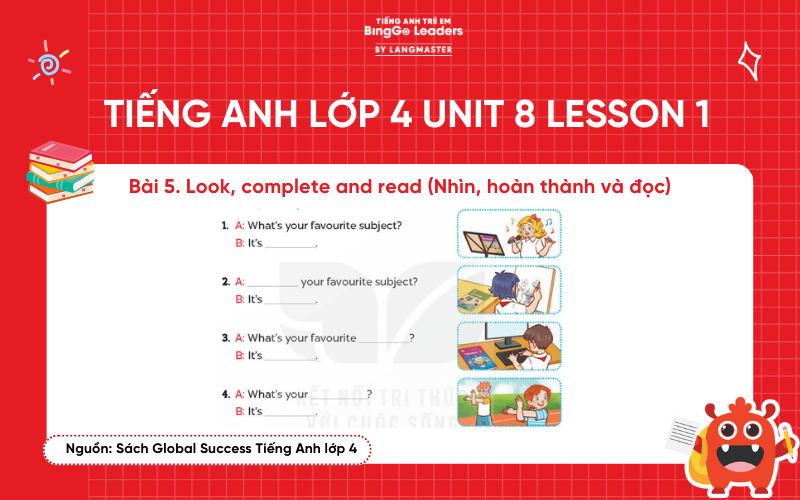 Bài tập tiếng Anh lớp 4 Unit 8 Lesson 1 sách Global Success