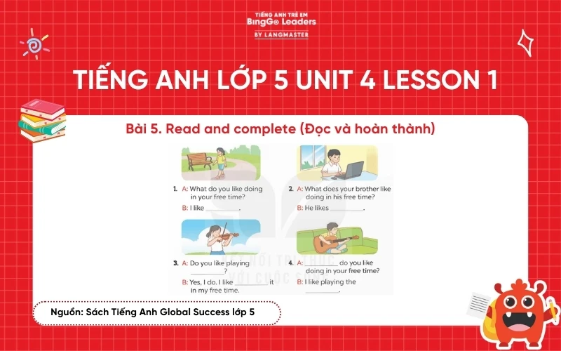 Bài tập tiếng Anh lớp 5 Unit 4 Lesson 1 sách Global Success
