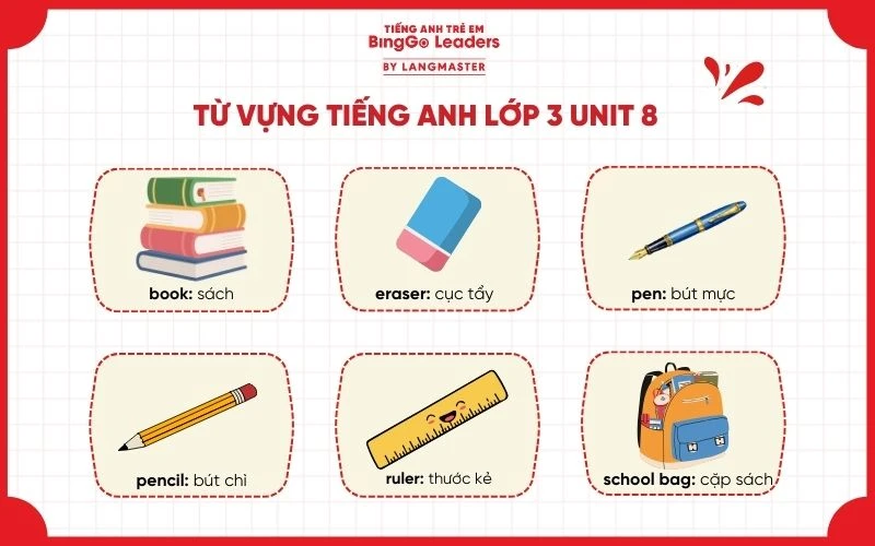 Từ vựng tiếng Anh lớp 3 Global Success Unit 8
