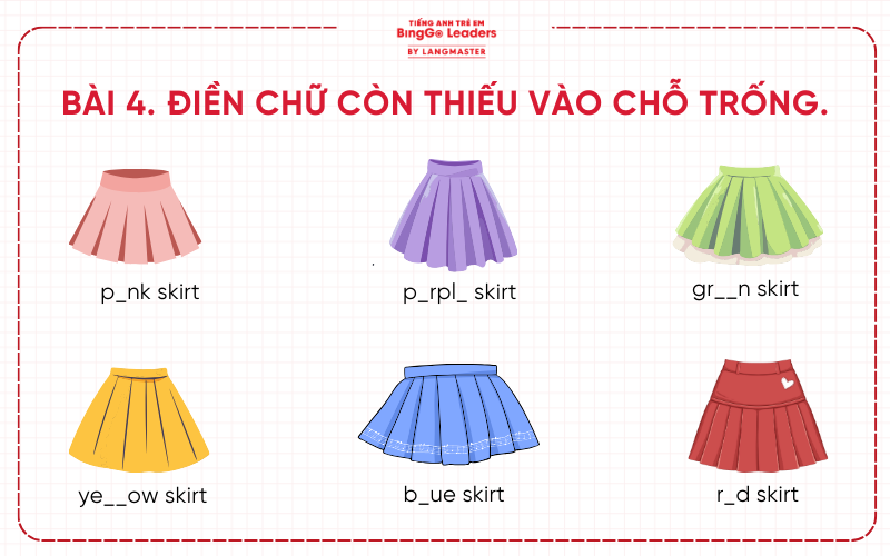 Bài tập cho bé học màu sắc tiếng Anh