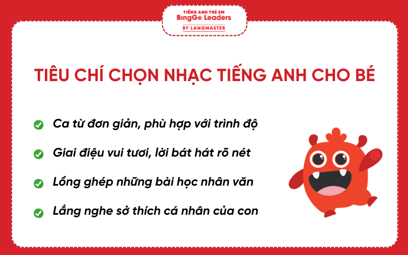 Tiêu chí chọn nhạc tiếng Anh cho bé