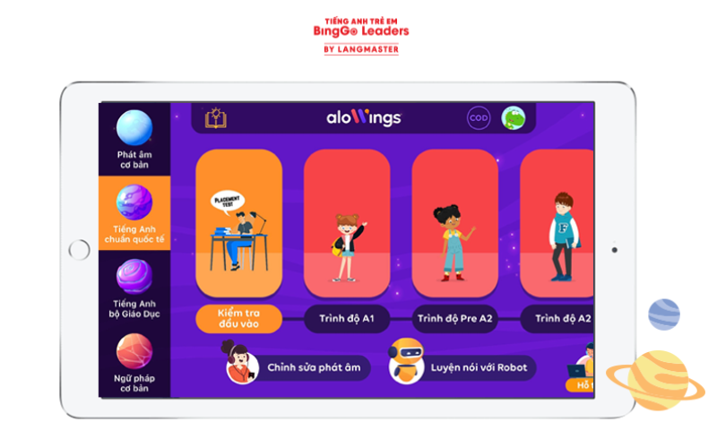 Trang web học tiếng Anh online cho trẻ em Alo Wings