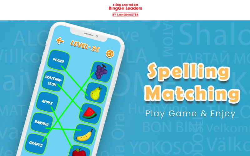 Trò chơi tiếng Anh online cho trẻ emKids Spelling Matching Game