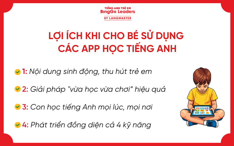 Lợi ích khi cho bé sử dụng các App học tiếng Anh miễn phí