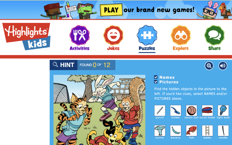 Trang web học tiếng Anh online cho trẻ em Highlights Kids