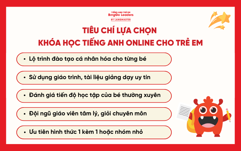 Tiêu chí lựa chọn khóa học tiếng Anh online cho trẻ em