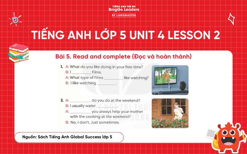Bài tập tiếng Anh lớp 5 Unit 4 Lesson 2 sách Global Success