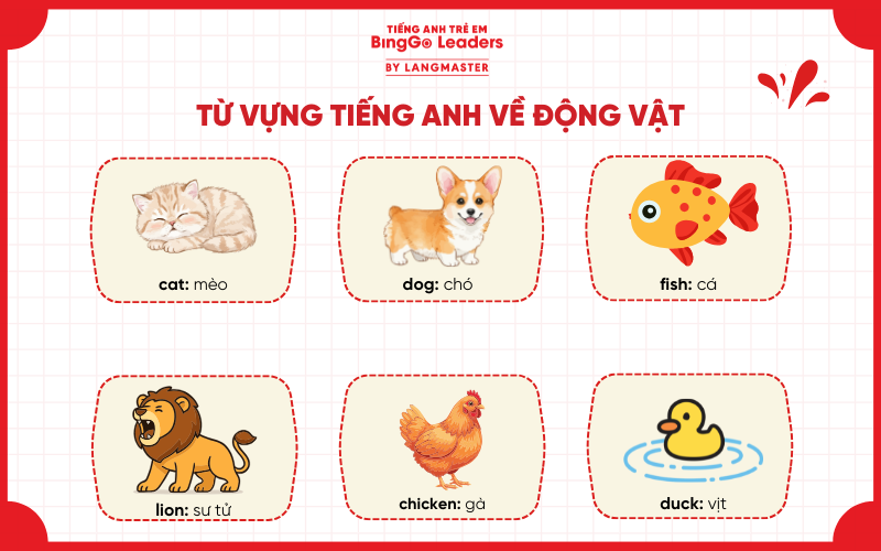 Từ vựng tiếng Anh cho bé 5-6 tuổi chủ đề con vật