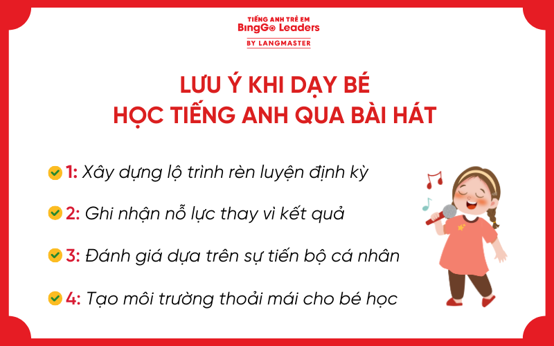 Lưu ý khi dạy bé học tiếng Anh qua bài hát thiếu nhi