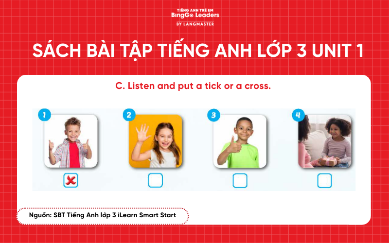 Bài tập tiếng Anh lớp 3 iLearn Smart Start Unit 1