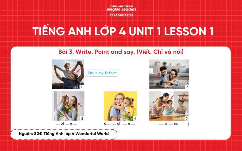 Bài tập tiếng Anh lớp 4 Wonderful World Unit 1 Lesson 1