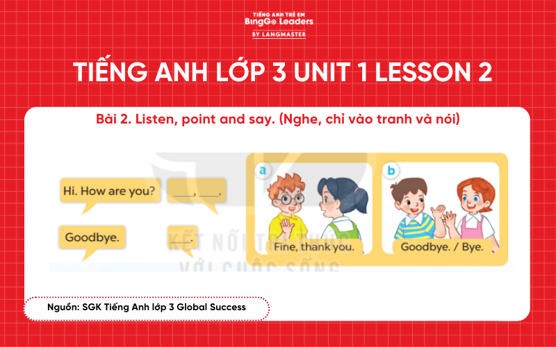 Bài tập tiếng Anh lớp 3 Unit 1 Hello Lesson 2 sách Global Success