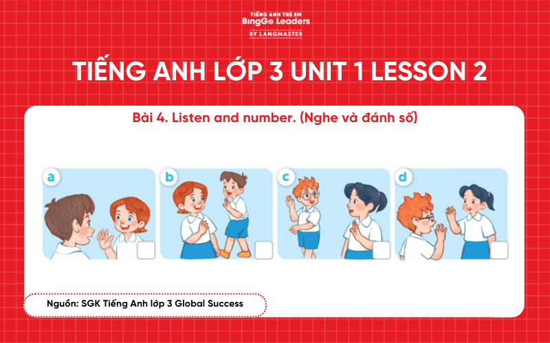 Bài tập tiếng Anh lớp 3 Unit 1 Hello Lesson 2 sách Global Success