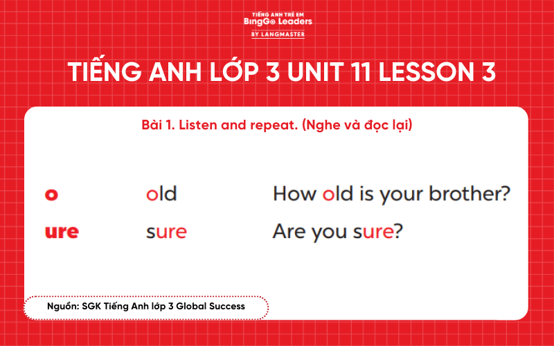 Bài tập tiếng Anh lớp 3 Unit 11 Lesson 3 sách Global Success