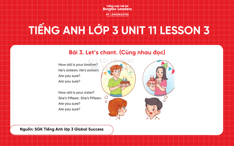 Bài tập tiếng Anh lớp 3 Unit 11 Lesson 3 sách Global Success