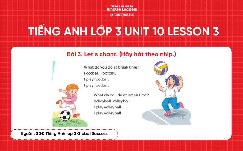 Bài tập tiếng Anh lớp 3 Unit 10 Lesson 3 sách Global Success