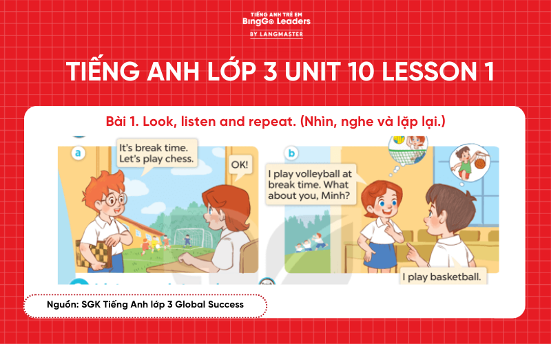 Bài tập tiếng Anh lớp 3 Unit 10 Lesson 1 sách Global Success
