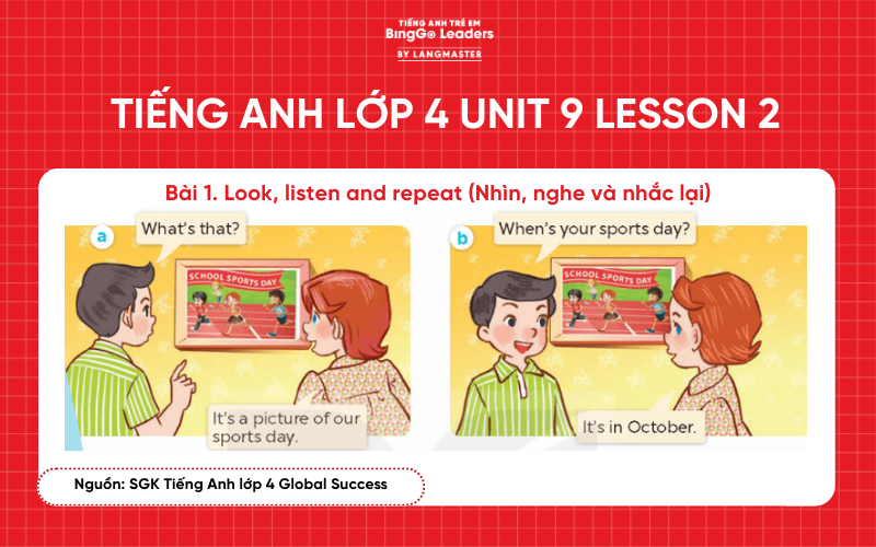 Bài tập tiếng Anh lớp 4 Unit 9 Lesson 2 Global Success