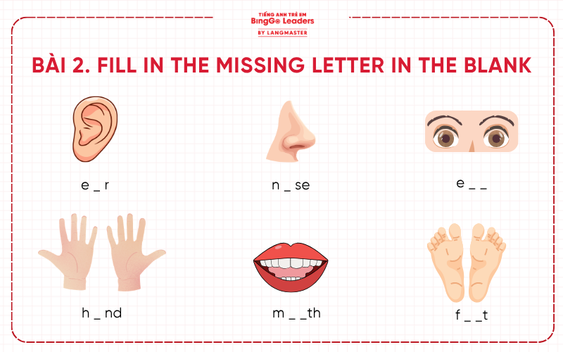 Bài tập tiếng Anh cho bé 4 tuổi