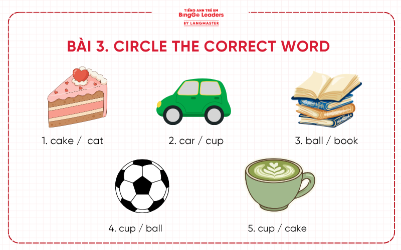 Bài tập tiếng Anh cho bé 4 tuổi