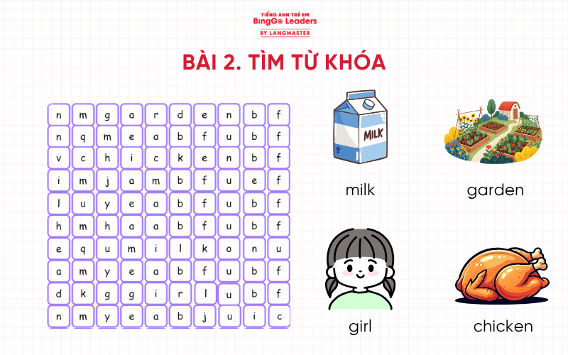 Bài tập tiếng Anh cho bé 4 tuổi