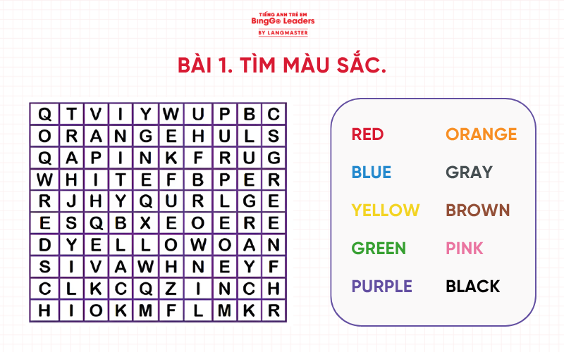 Bài tập tiếng Anh cho bé 4 tuổi