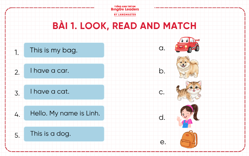 Bài tập tiếng Anh cho bé 4 tuổi