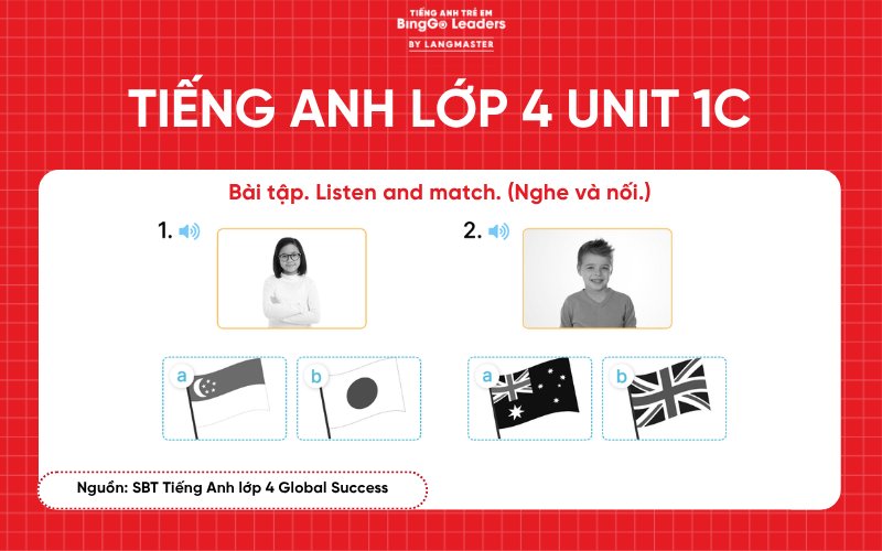 Bài tập tiếng Anh lớp 4 Unit 1 SBT Global Success