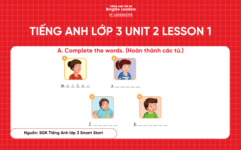 Bài tập Tiếng Anh lớp 3 Smart Start Unit 2 Lesson 1