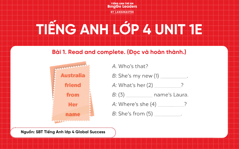 Bài tập tiếng Anh lớp 4 Unit 1 SBT Global Success