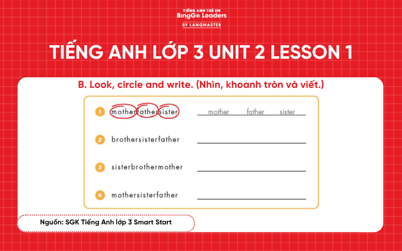 Bài tập Tiếng Anh lớp 3 Smart Start Unit 2 Lesson 1