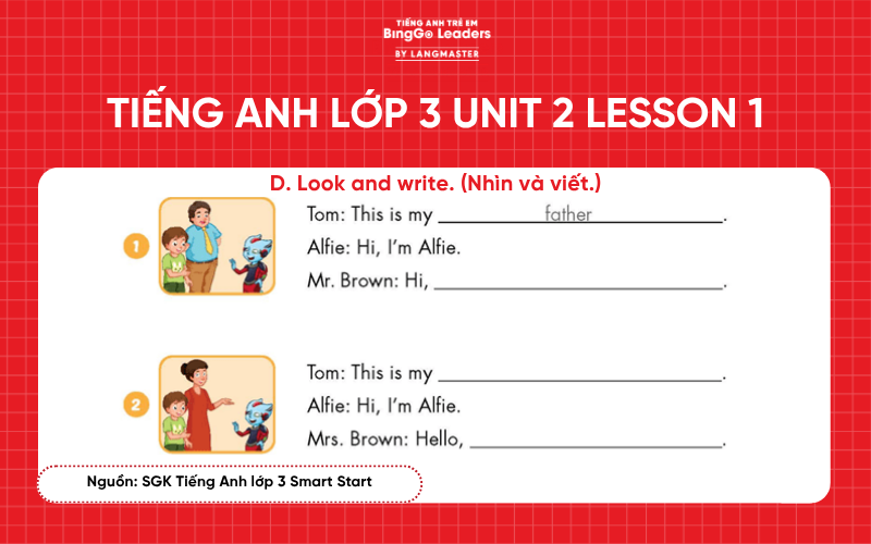Bài tập Tiếng Anh lớp 3 Smart Start Unit 2 Lesson 1