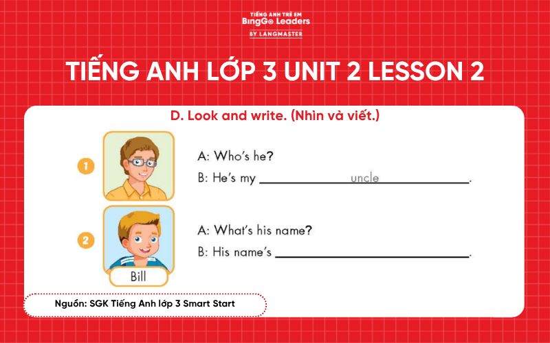 Bài tập Tiếng Anh lớp 3 Smart Start Unit 2 Lesson 2