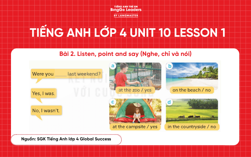 Bài tập tiếng Anh lớp 4 Unit 10 Lesson 1 sách Global Success