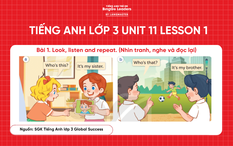 Bài tập tiếng Anh lớp 3 Unit 11 Lesson 1 sách Global Success
