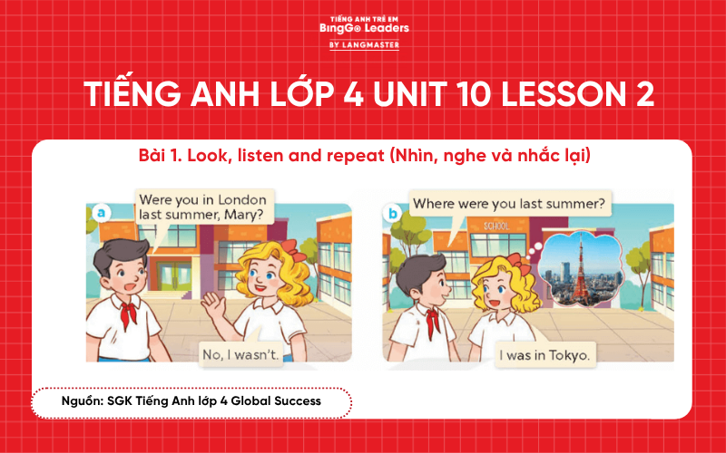 Bài tập tiếng Anh lớp 4 Unit 10 Lesson 2 sách Global Success