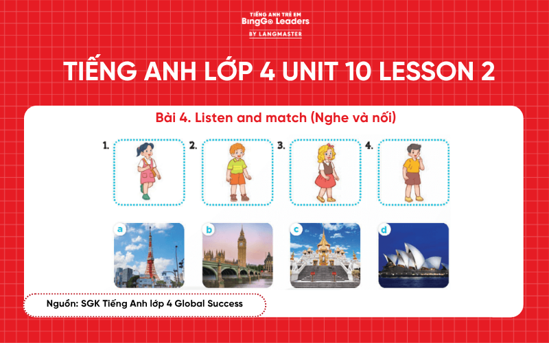 Bài tập tiếng Anh lớp 4 Unit 10 Lesson 2 sách Global Success