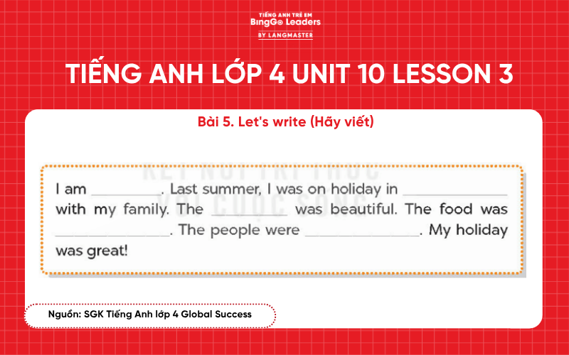 Bài tập tiếng Anh lớp 4 Unit 10 Lesson 3 sách Global Success