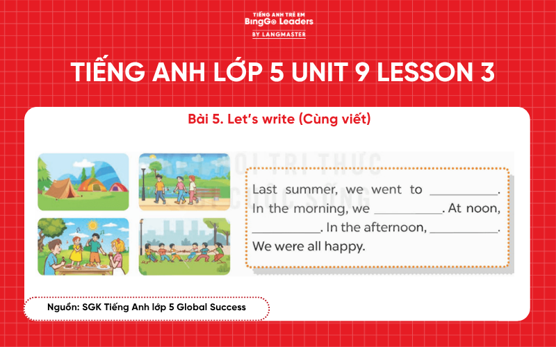 Bài tập tiếng Anh lớp 5 Unit 9 Lesson 3 Global Success