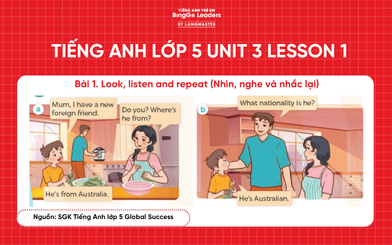 Bài tập tiếng Anh lớp 5 Unit 3 Lesson 1