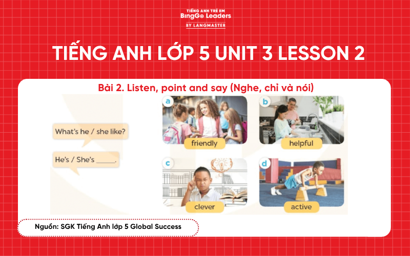 Bài tập Tiếng Anh lớp 5 Unit 3 Lesson 2 sách Global Success