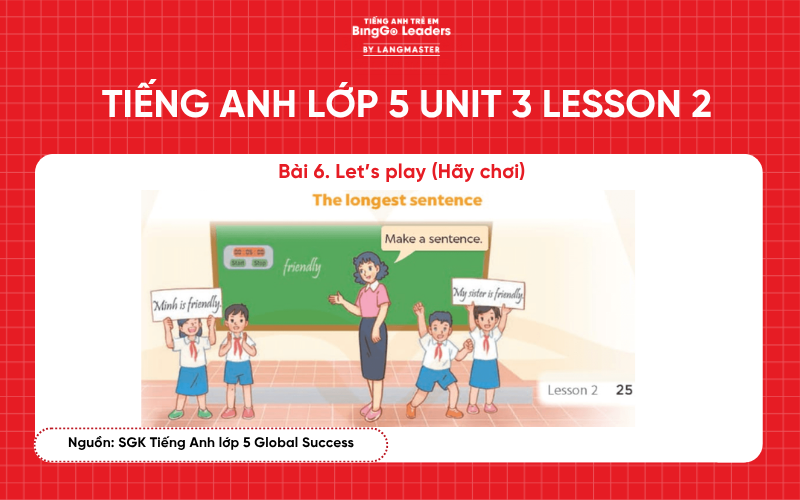 Bài tập Tiếng Anh lớp 5 Unit 3 Lesson 2 sách Global Success