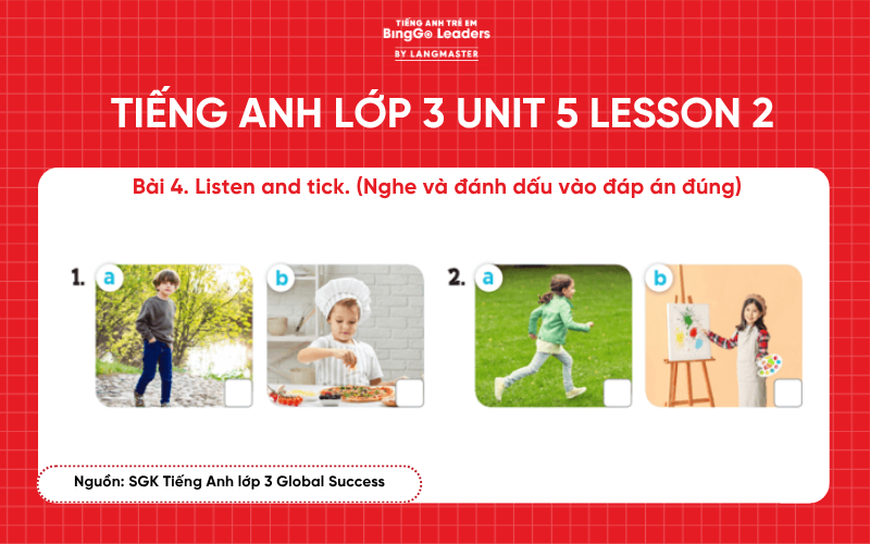 Bài tập Tiếng Anh lớp 3 Unit 5 Lesson 2 sách Global Success