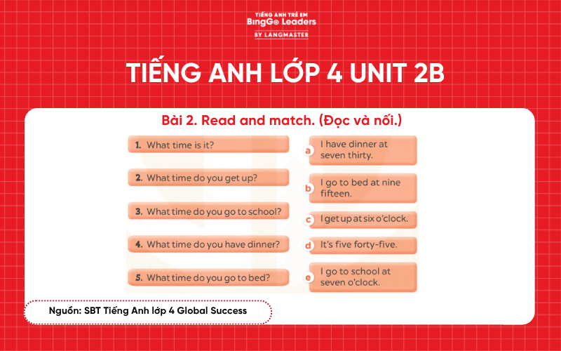 Sách bài tập tiếng Anh lớp 4 Unit 2 chương trình Global Success