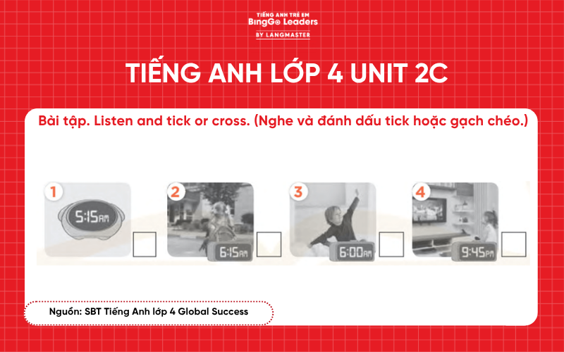 Sách bài tập tiếng Anh lớp 4 Unit 2 chương trình Global Success