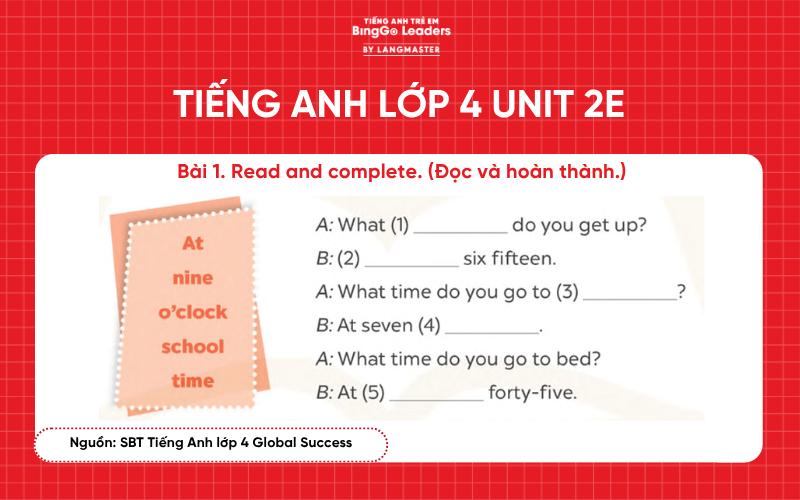 Sách bài tập tiếng Anh lớp 4 Unit 2 chương trình Global Success