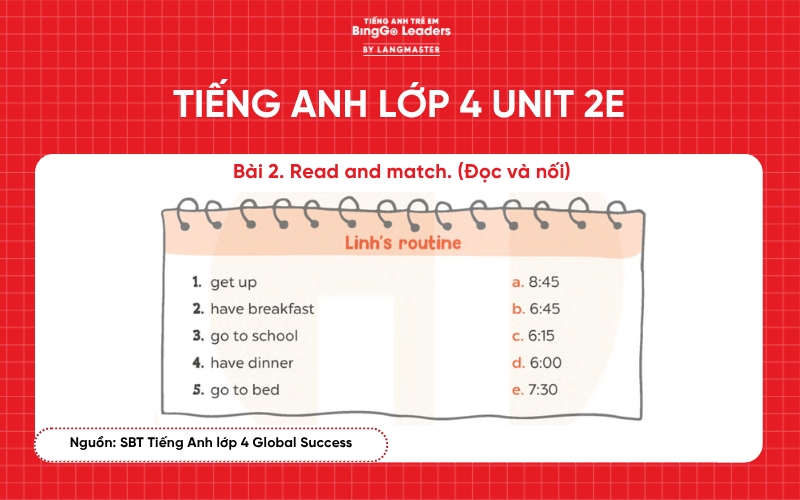 Sách bài tập tiếng Anh lớp 4 Unit 2 chương trình Global Success