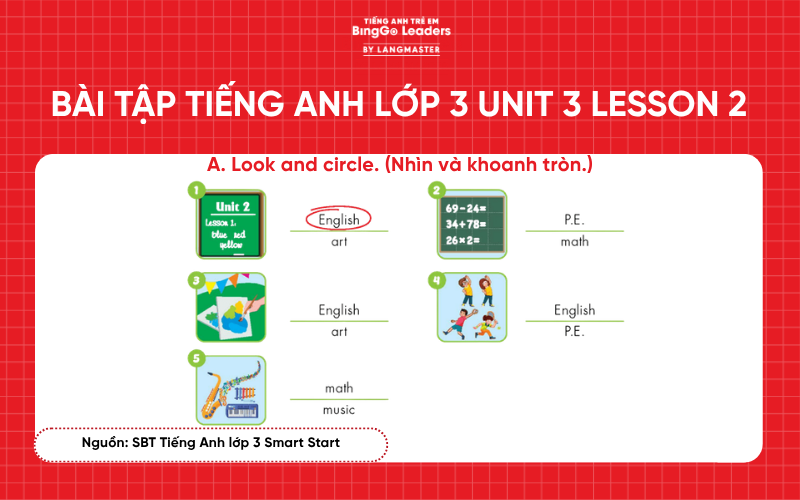 Bài tập tiếng Anh lớp 3 Smart Start Unit 3 Lesson 2